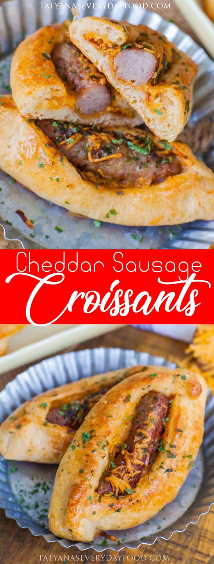 Savory Cheddar and Breakfast Sausage Croissants